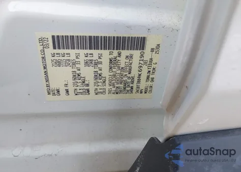 2022 Nissan Rogue Sv Intelligent Awd z USA, uszkodzony, nr VIN 5N1BT3BB4NC697190